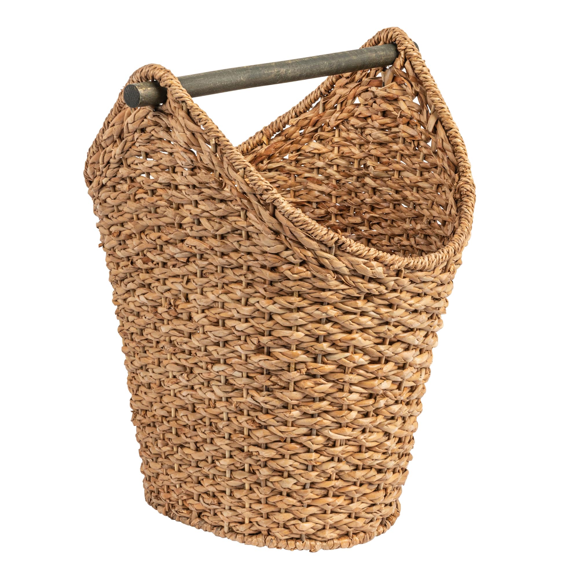 Hello Honey® 16" Bankuan Braided Oval Toilet Paper Basket with Wood Bar